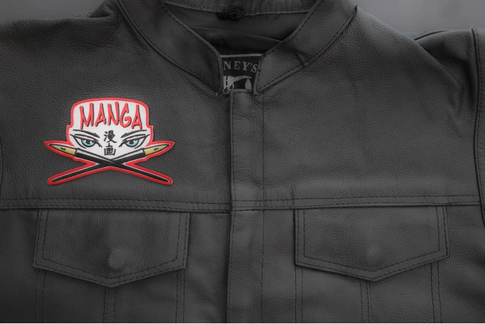 Manga Japanese Comic Book Culture Patch shown on leather vest