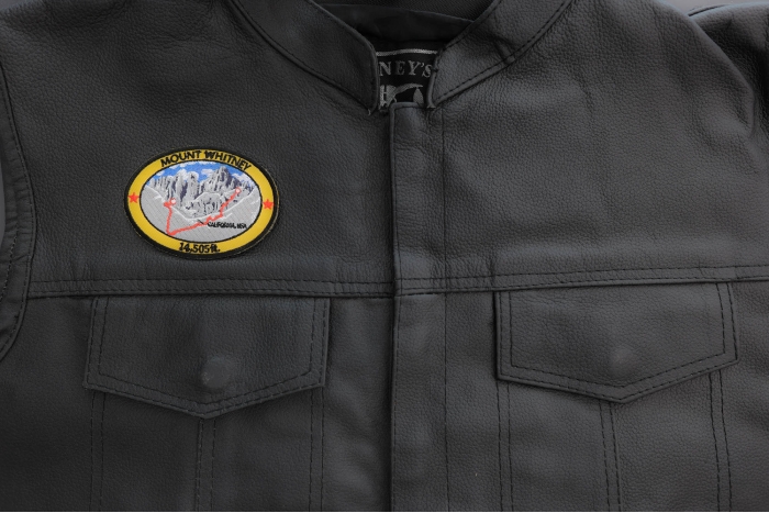 Mount Whitney Patch shown on leather vest