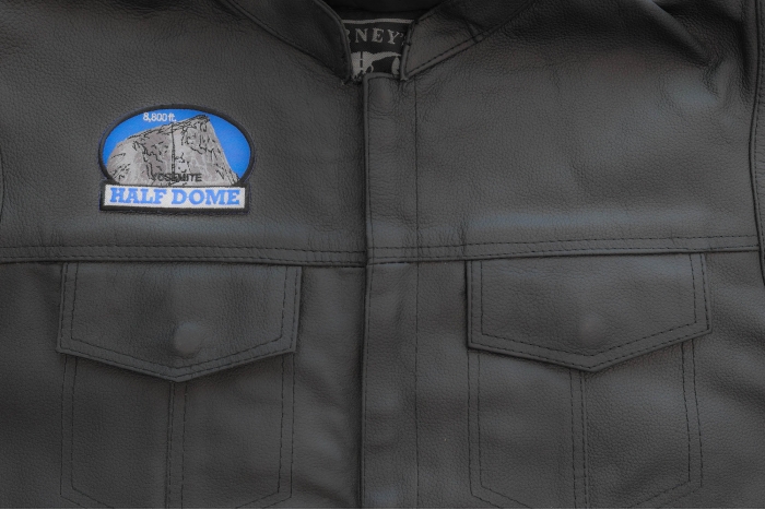 Yosemite Half Dome Patch shown on leather vest