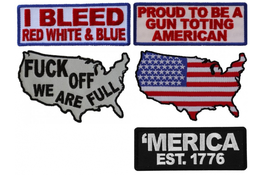 PROUD AMERICAN BIKER embroidered iron-on PATCH USA FLAG UNITED STATES PATRIOTIC 