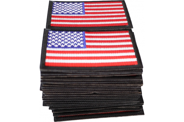 American Flag Patch Embroidered 3x2 inches with Black Borders 50 Pack
