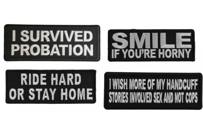 Biker Lifestyle Sayings Iron on or Sew on Embroidered Patches Set of 4 Biker Lifestyle Sayings Iron on or Sew on Embroidered Patches Set of 4