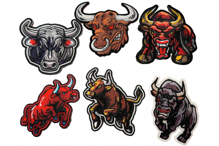 Bull Patches, Embroidered Iron on or Sew on Patch for Back Packs and Jackets Bull Patches, Embroidered Iron on or Sew on Patch for Back Packs and Jackets