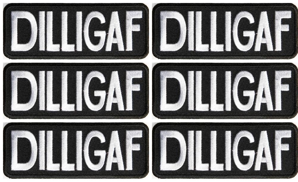 Dilligaf Patch Set Of 6 Black White Embroidered Biker Patches