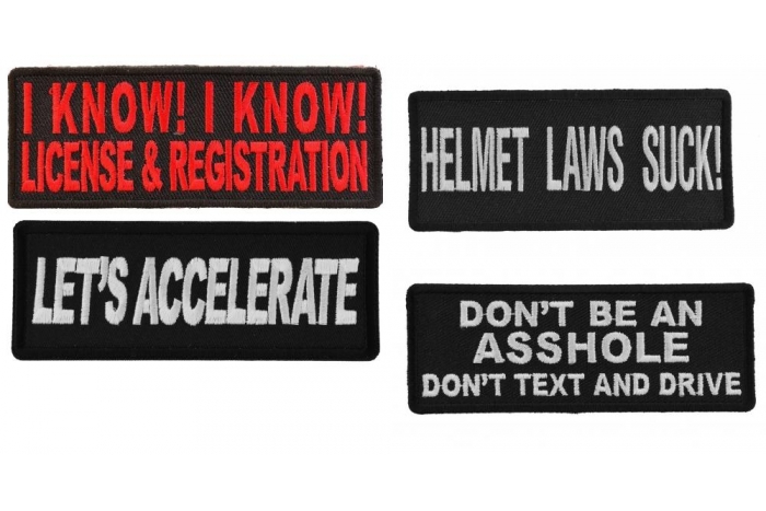 Ride Free Ride Fast and Ride Safe Sayings Iron on or Sew on Embroidered Patches Set of 4 Ride Free Ride Fast and Ride Safe Sayings Iron on or Sew on Embroidered Patches Set of 4