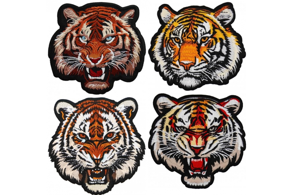 Tiger Patches Iron on or Sew On Embroidered Tiger Heads
