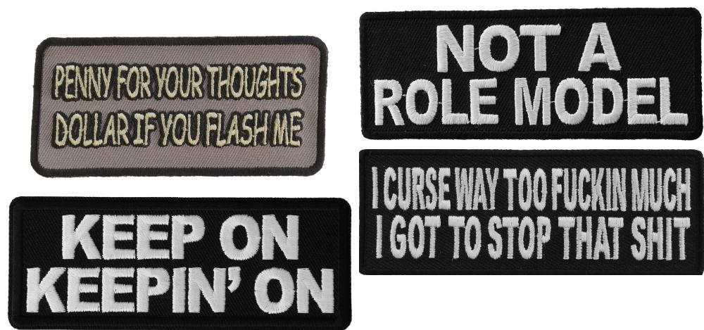Toxic and Proud Sayings Iron-on or Sew-on Embroidered Patches Set of 4