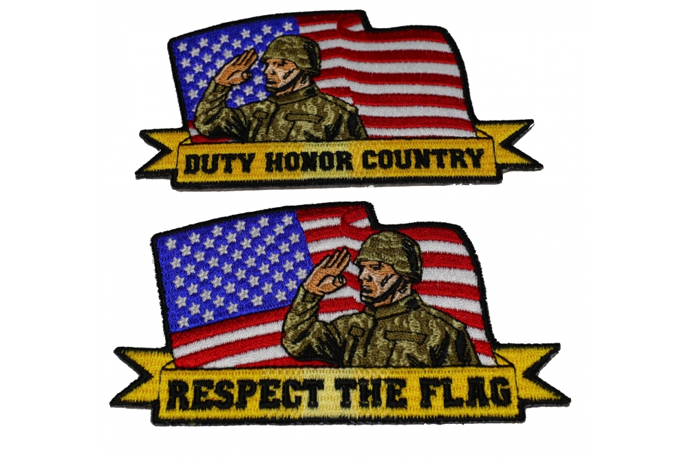 Set of 2 Saluting Soldier Patches TheCheapPlace