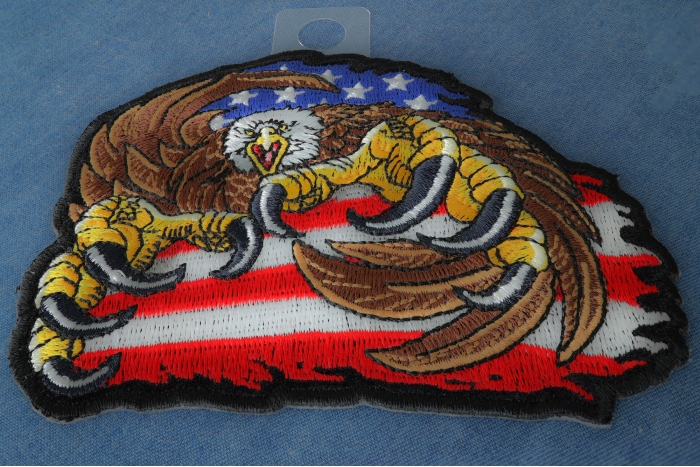 Eagle Patch with giant Talons and American Flag diagonal view