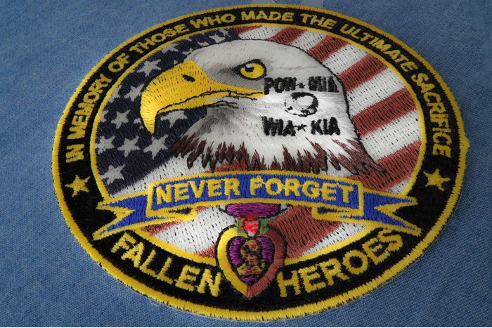 Fallen Heroes POW MIA WIA KIA Memorial Patch diagonal view