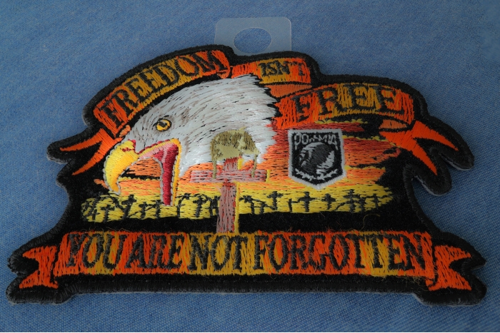 Freedom Isn't Free Eagle Small Patriotic Iron on Patch diagonal view