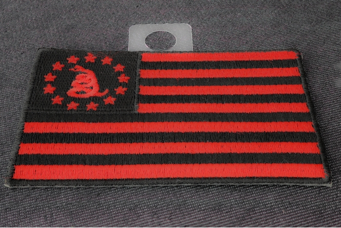 Gadsden American Flag Red Black Patch diagonal view