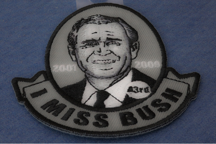 I miss Bush Jr Patriotic Iron on Patch diagonal view