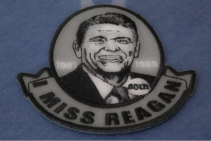 I miss Reagan Patriotic Iron on Patch diagonal view