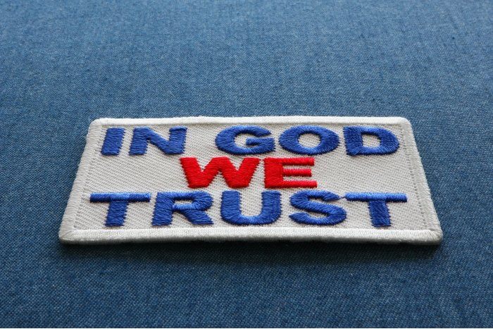 In God We Trust Patriotic Iron on Patch diagonal view