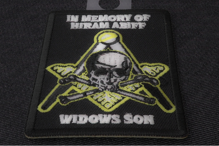 In Memory of Hiram Abiff Widows Son Masonic Patch diagonal view