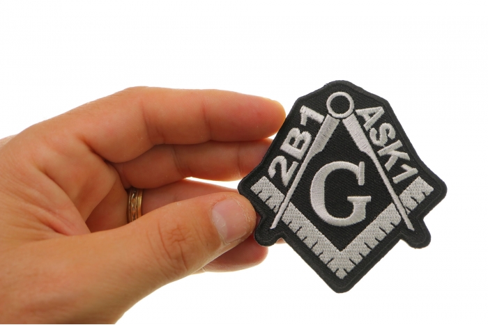 2B1 ASK1 Mason Symbol Patch shown on hand for size comparison