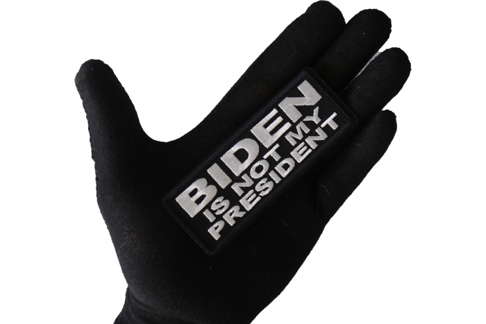 Biden is Not My President Patch shown on hand for size comparison