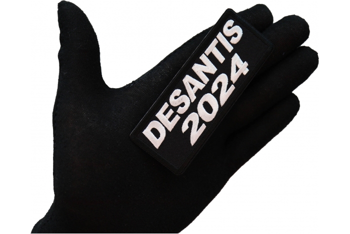 DeSantis 2024 Patch shown on hand for size comparison