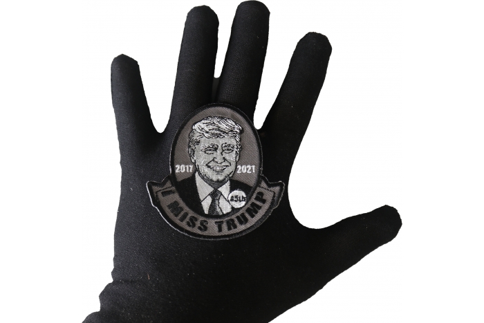 I miss Trump Iron on Patch shown on hand for size comparison