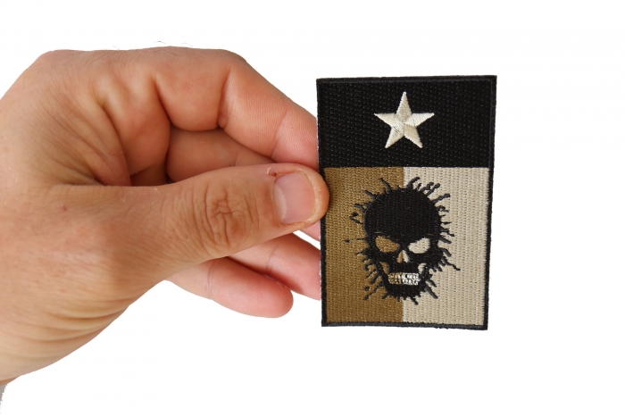 Texas Flag Oil Spill Skull Patch, Skull Patches shown on hand for size comparison