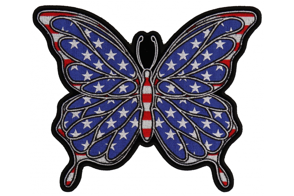 American Flag Color Butterfly Large Back Patch