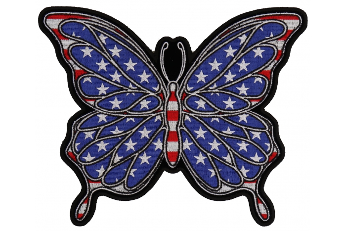 American Flag Color Butterfly Large Back Patch American Flag Color Butterfly Large Back Patch