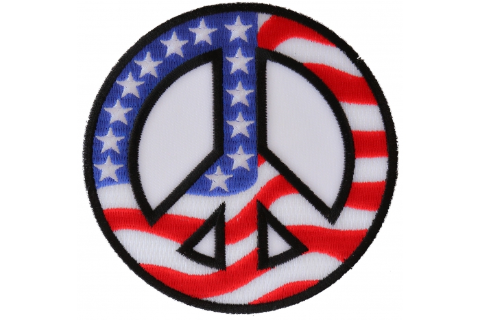 Peace Sign Patch with American Flag for Sewing on to  Jackets