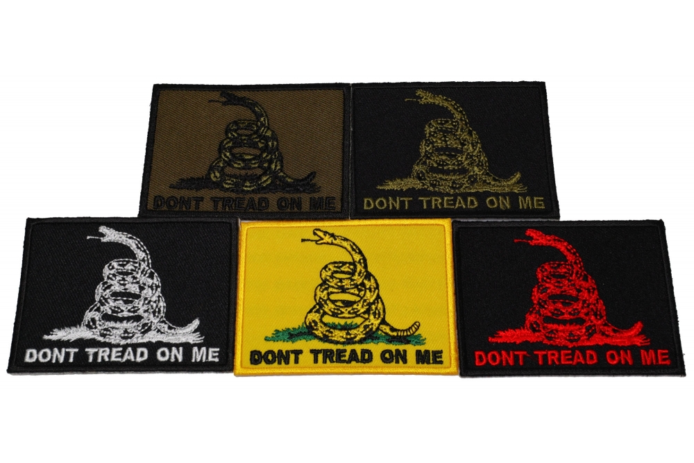 Gadsden Don't Tread On Me White on Black 2 x 3 Iron On Patch for