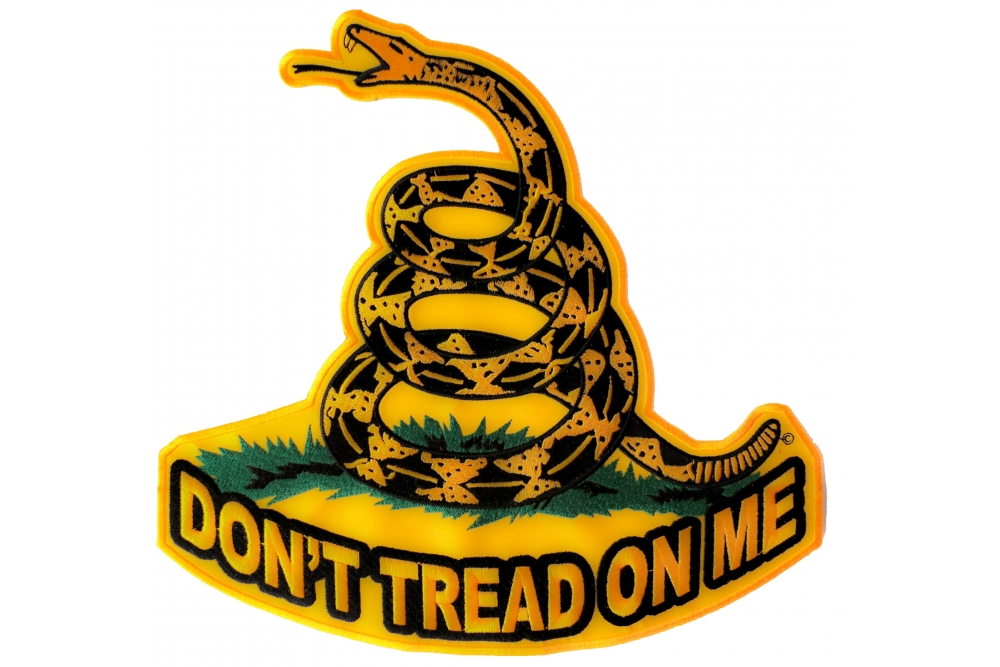 Gadsden Don't Tread On Me White on Black 2 x 3 Iron On Patch for