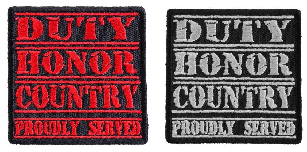 Duty Honor Country Patch White and Red Embroider Over Black 2 Patches