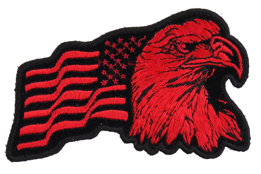 Eagle US Flag Facing Right Patch In Red