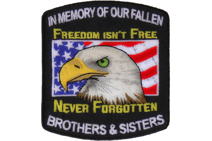 In Memory Of Our Fallen Military Brothers and Sisters Patriotic Iron on Patch