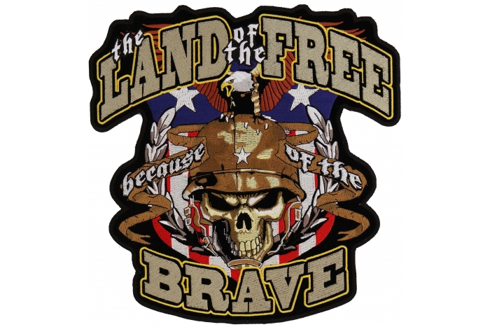 Land Of The Free Because Of The Brave Patriotic Iron on Patch Land Of The Free Because Of The Brave Patriotic Iron on Patch
