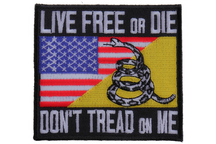 Live Free or Die Don't Tread On Me Gadsden American Flag Patriotic Iron on Patch