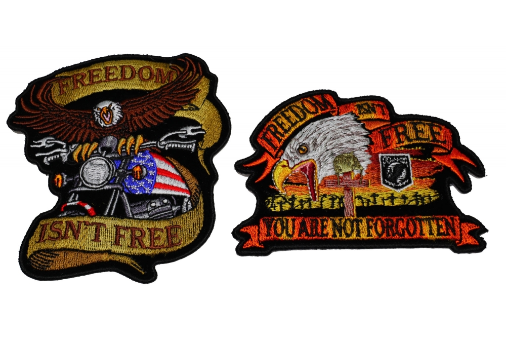 Set of 2 Freedom Isnt Free Eagle Patches