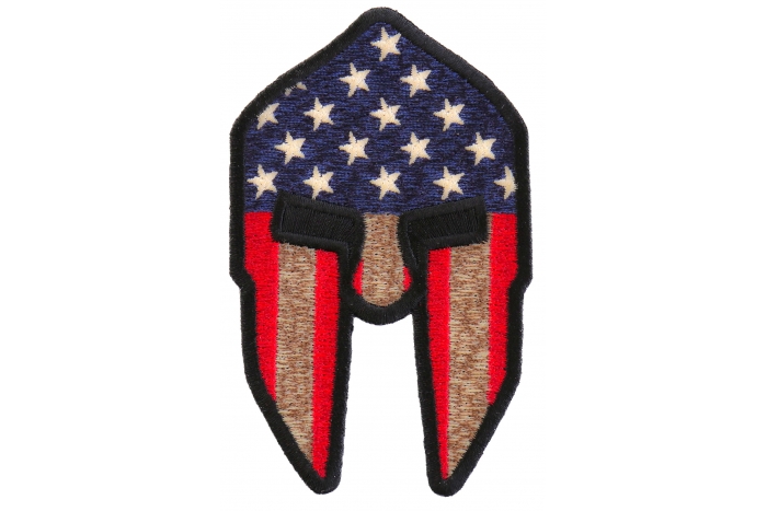 Spartan Helmet US Flag Patriotic Iron on Patch