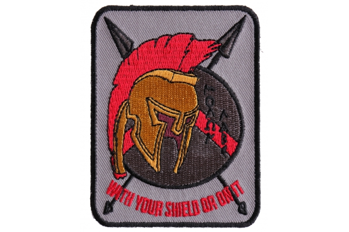 Spartan With Your Shield or On It Patriotic Iron on Patch 