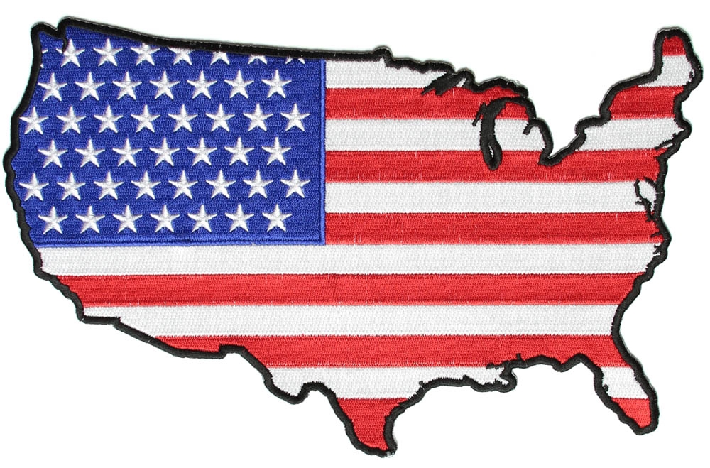 US Map With Flag Large Back Patch