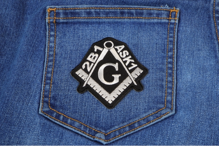 2B1 ASK1 Mason Symbol Patch shown on jeans