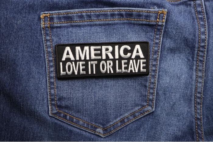 America Love It or Leave Patch shown on jeans
