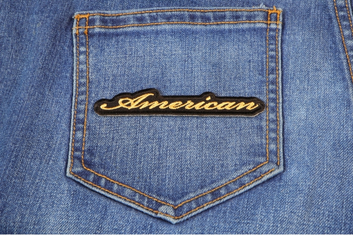American Patriotic Iron on Patch shown on jeans