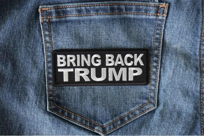 Bring Back Trump Patch shown on jeans