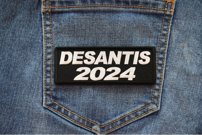 DeSantis 2024 Patch shown on jeans