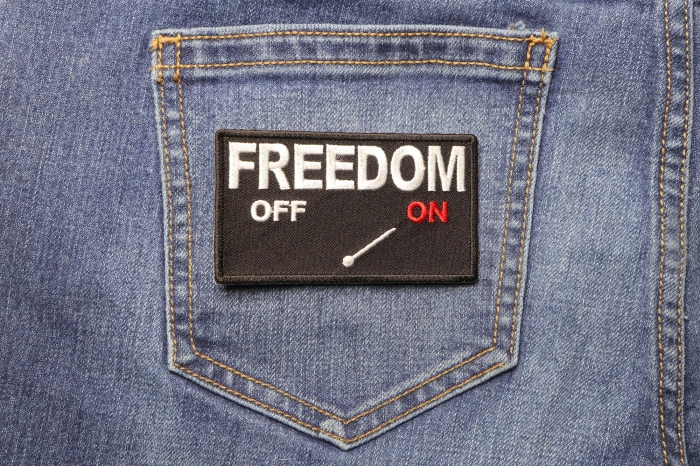 Freedom Mode On Patch shown on jeans