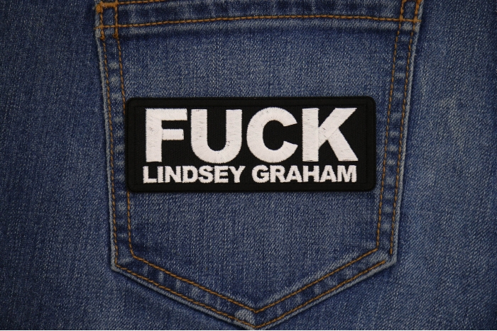 Fuck Lindsey Graham Patch shown on jeans