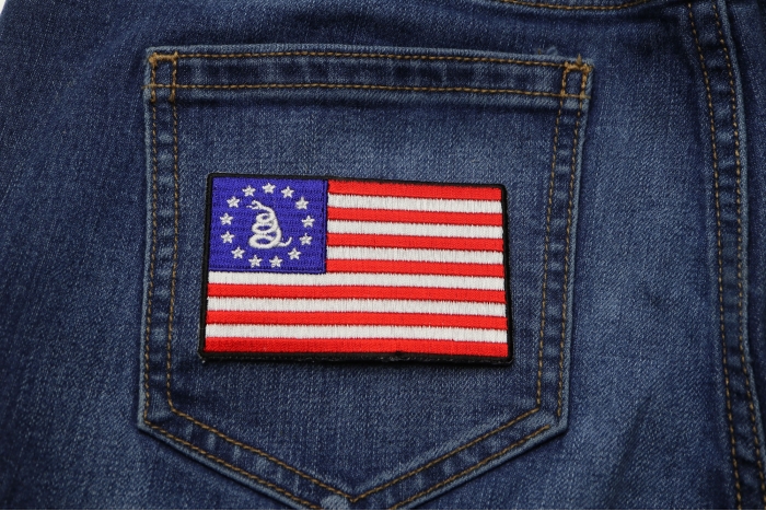 Gadsden American Flag Patch shown on jeans
