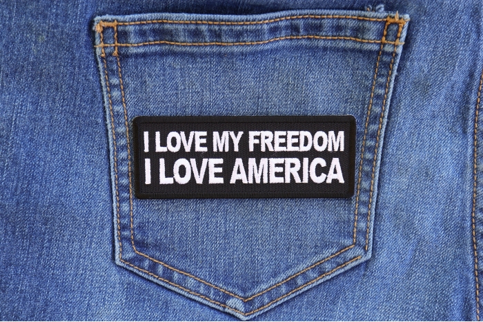 I love my Freedom I love America Patch shown on jeans