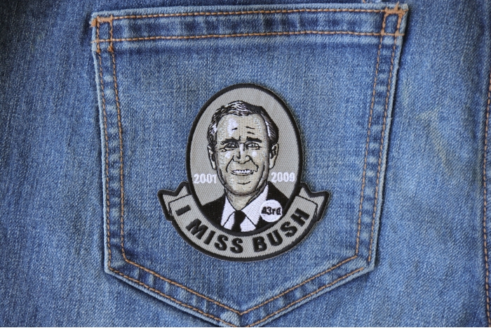 I miss Bush Jr Patriotic Iron on Patch shown on jeans