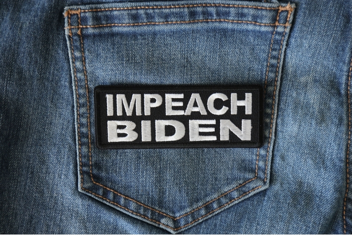 Impeach Biden Patch shown on jeans
